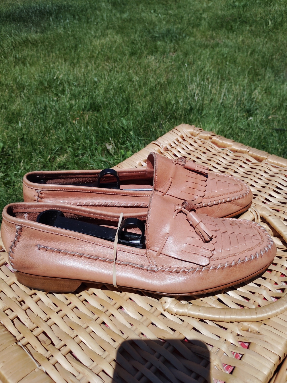 Giorgio Brutini Tan Leather Tassel Woven Loafers - Picture 7 of 7